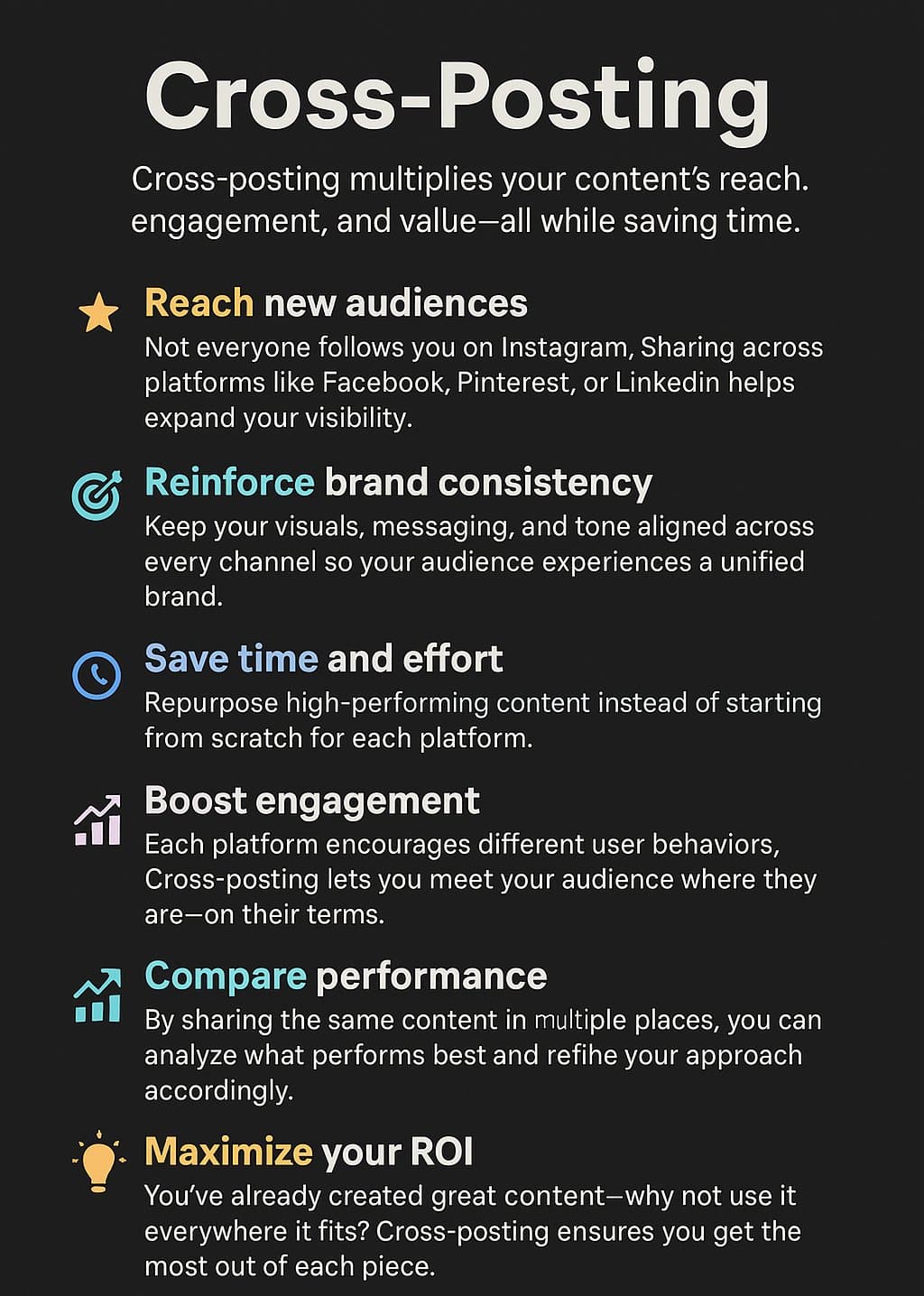 Cross-posting on Instagram multiplies your content's reach.