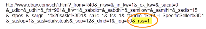 eBay store to RSS - Advanced Search Output URL plus RSS